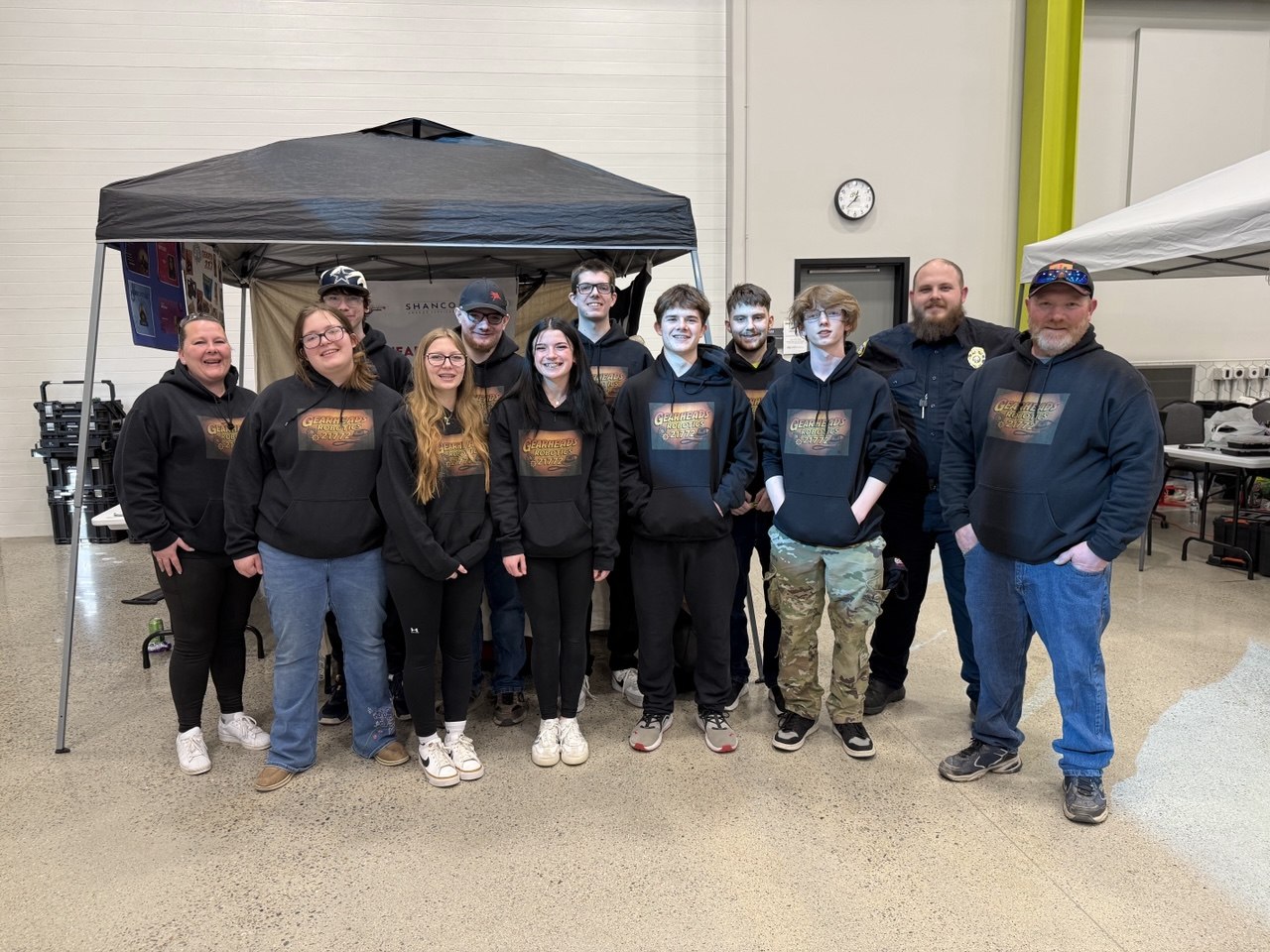 Powers Lake High School robotics team with supporters